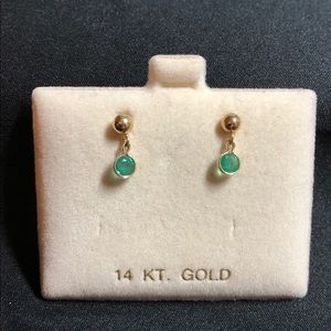 4mm emeralds with 4mm ball studs in 14K Settings